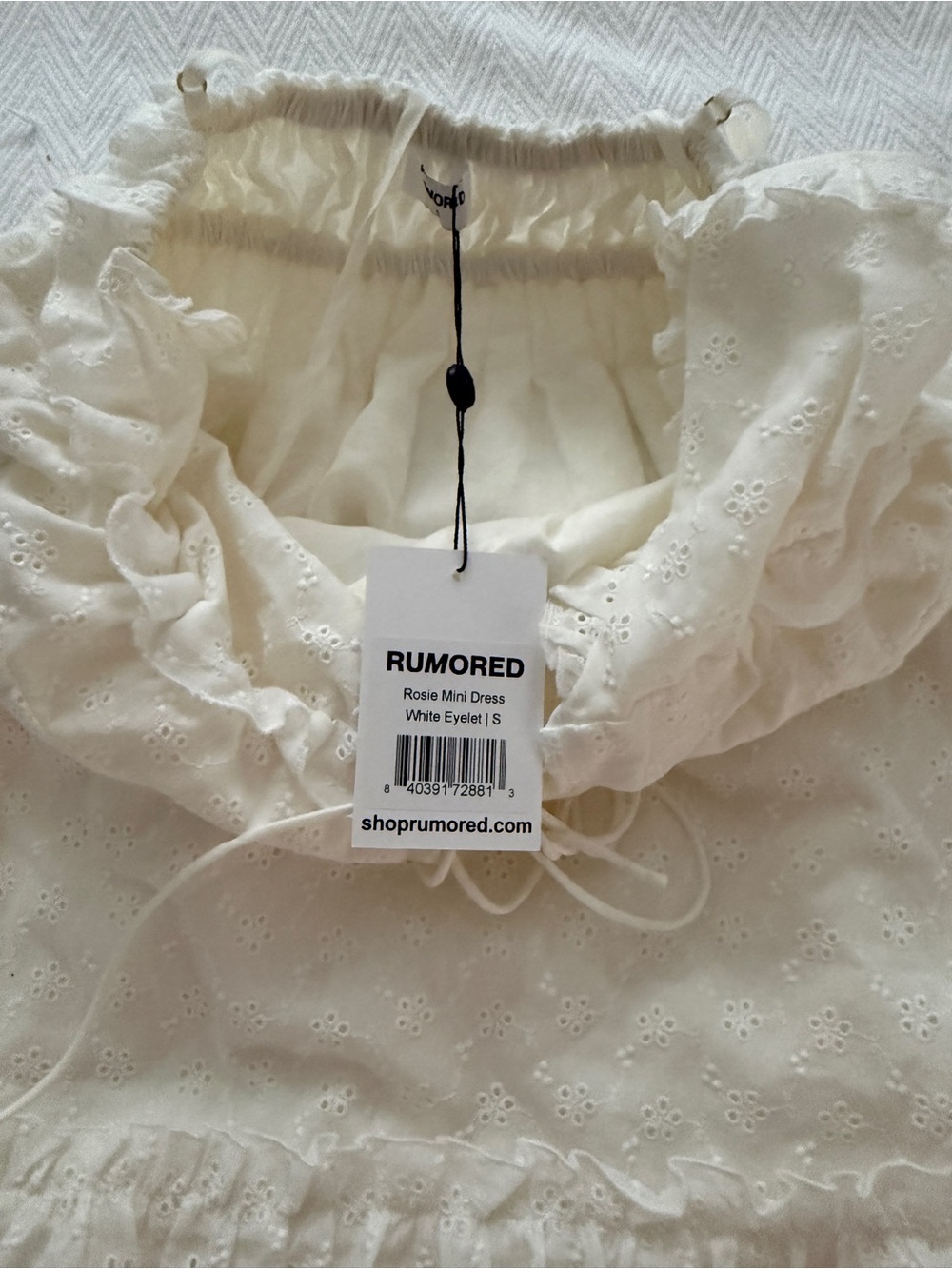Rumored Cream Eyelet Ruffled Mini Dress